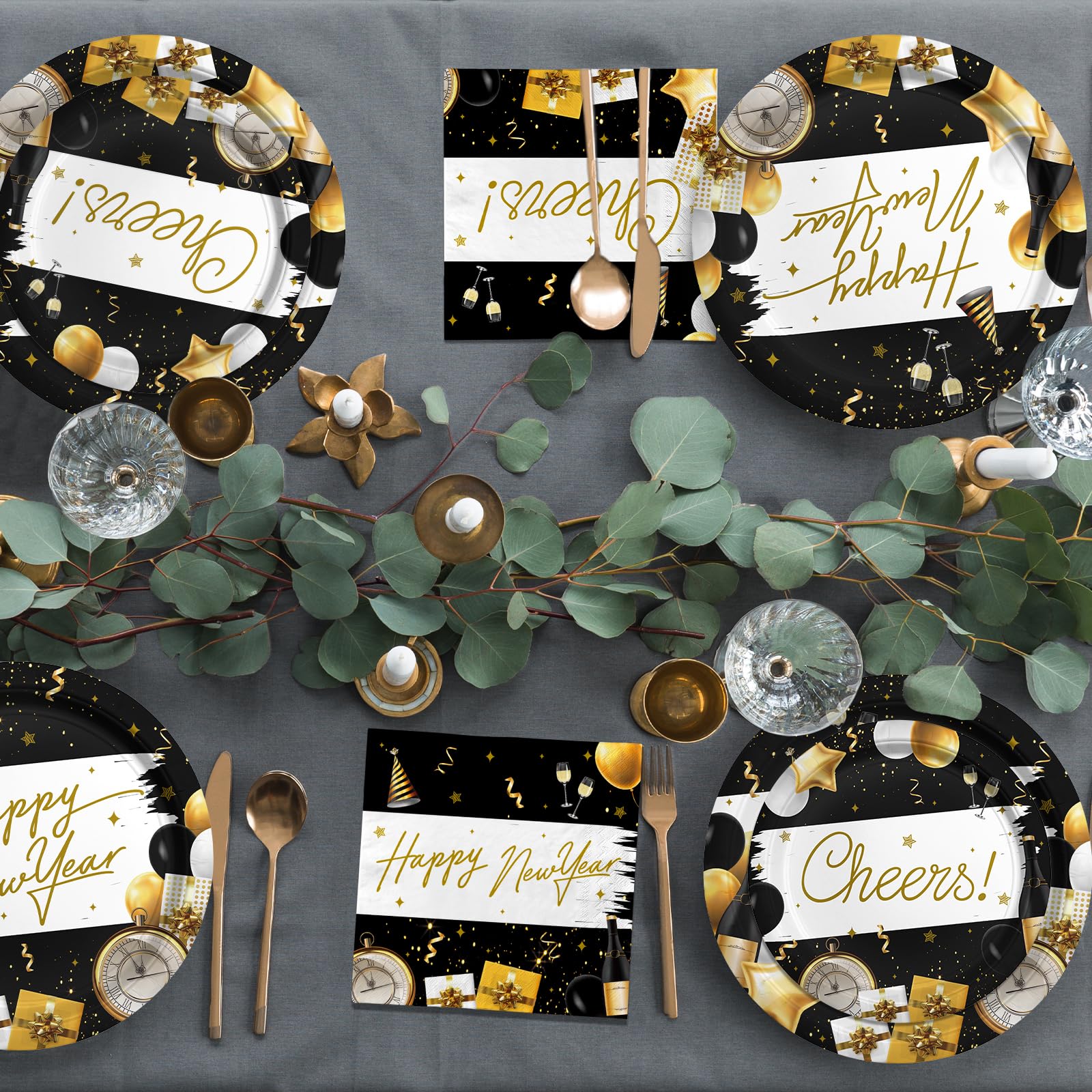 Gatherfun Happy New Year Kit 50 napkins for quick cleanup and coordination.
