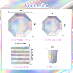 Gatherfun iridescent dessert plates brighten birthday spreads with color
