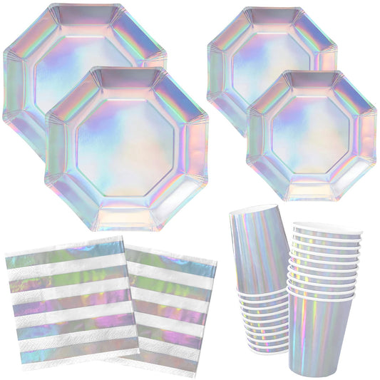 Gatherfun iridescent dinner plates add shimmering elegance to meals