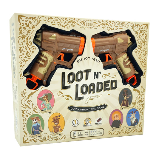 Gatwick Games Loot N' Loaded duel bottle scene for quick, family-friendly duels