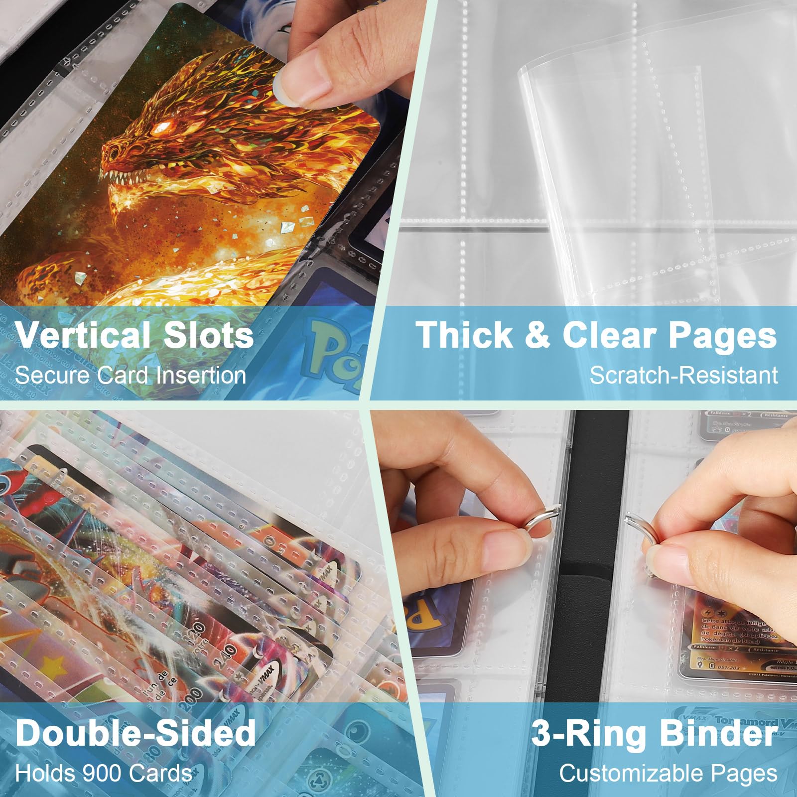 Keeps up to 900 standard-size cards neatly organized and accessible.