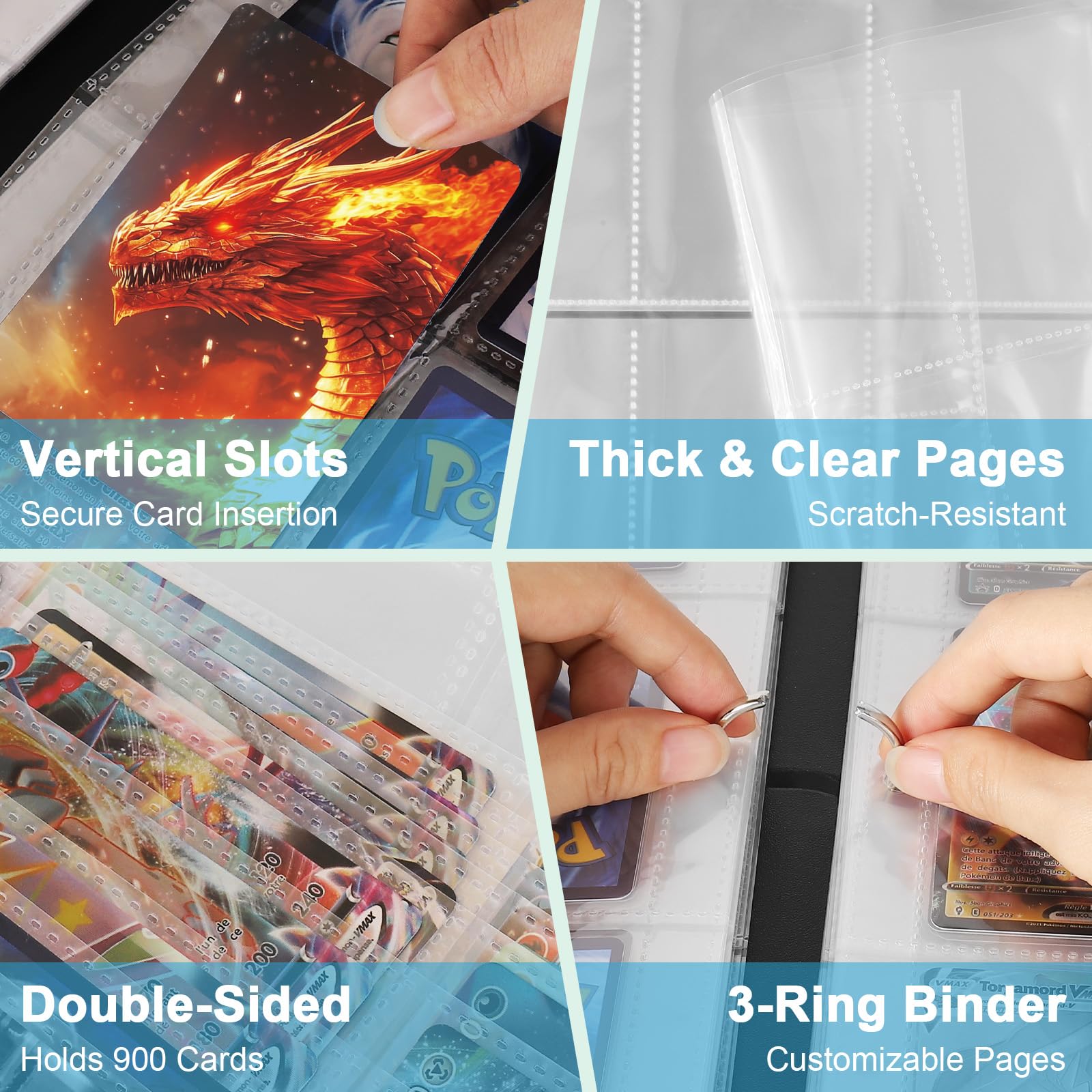 Gbchais binder fits standard-size cards including MTG and sports cards