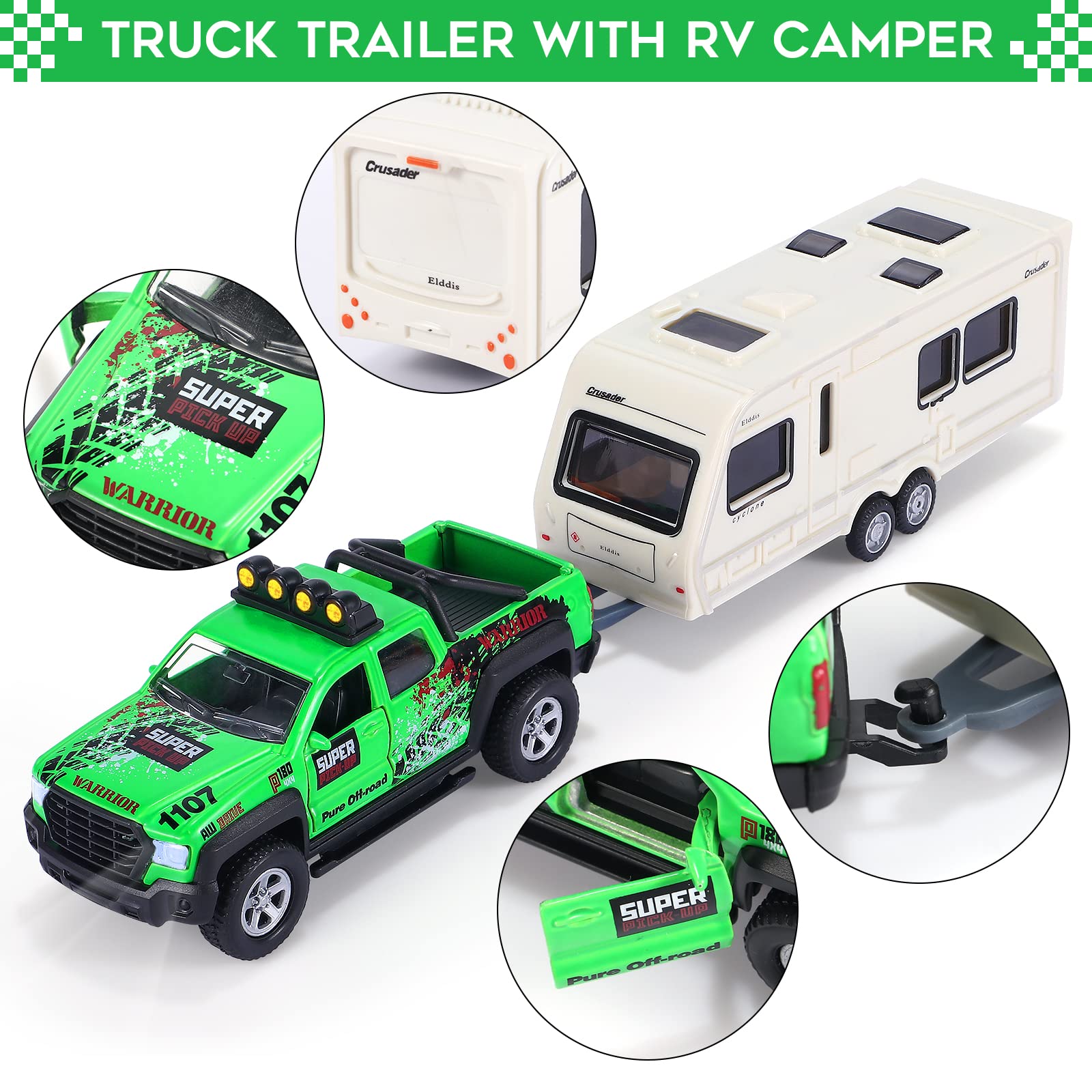 G.C 4 Pack friction powered truck offers smooth rolling play.