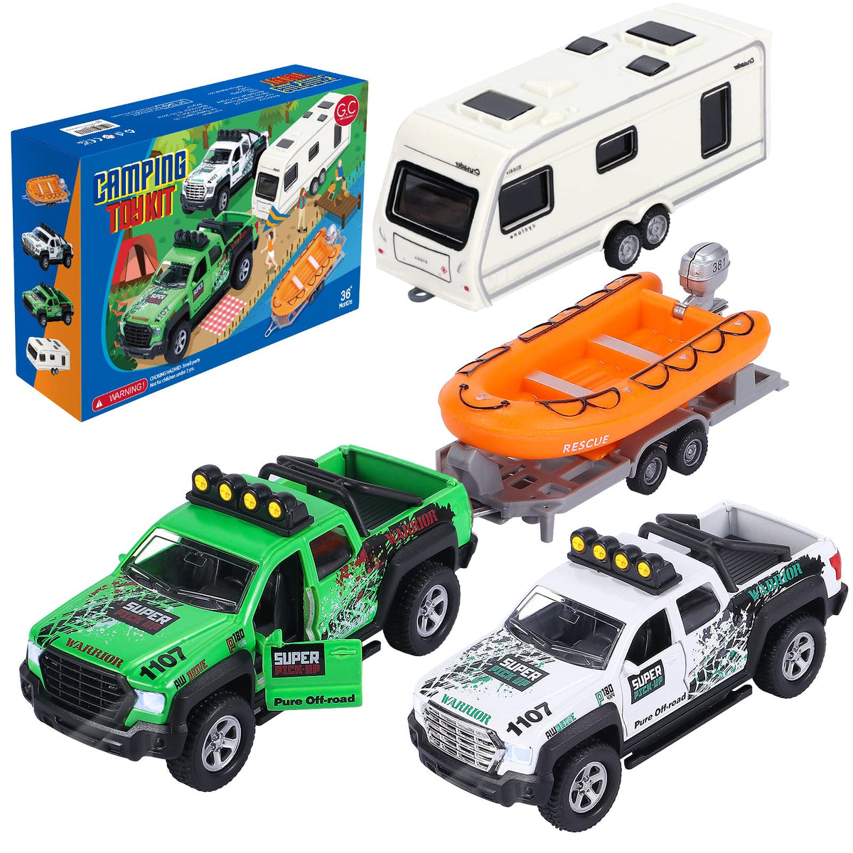 G.C 4 Pack green off road camper truck with durable alloy build.