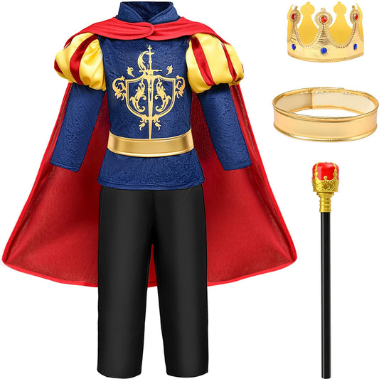 G.C Boys King Prince Charming costume with cape, ideal for imaginative play and photos