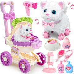 G.C interactive cat walks and meows for imaginative play and caregiver bonding.