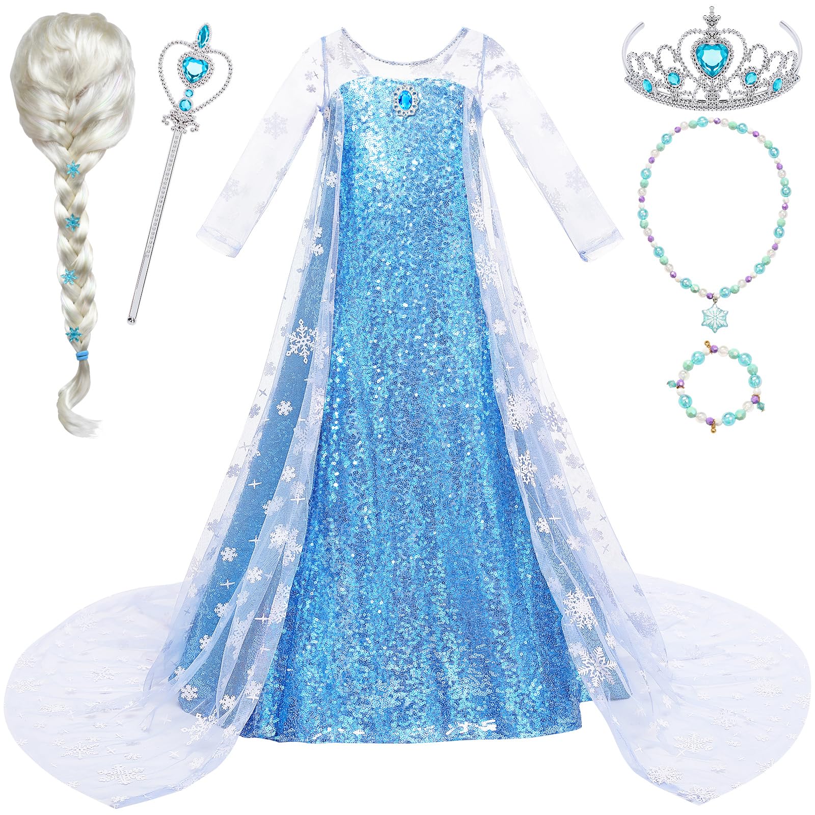 G.C Girls princess dress with wig for magical pretend play.