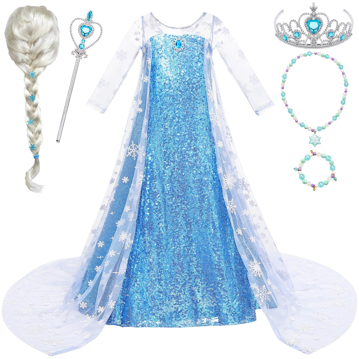 G.C Girls princess dress with wig for magical pretend play.