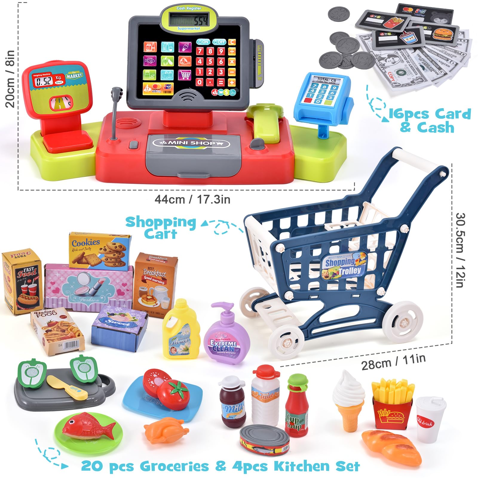 GC Kids shopping cart for pretend grocery shopping and social play