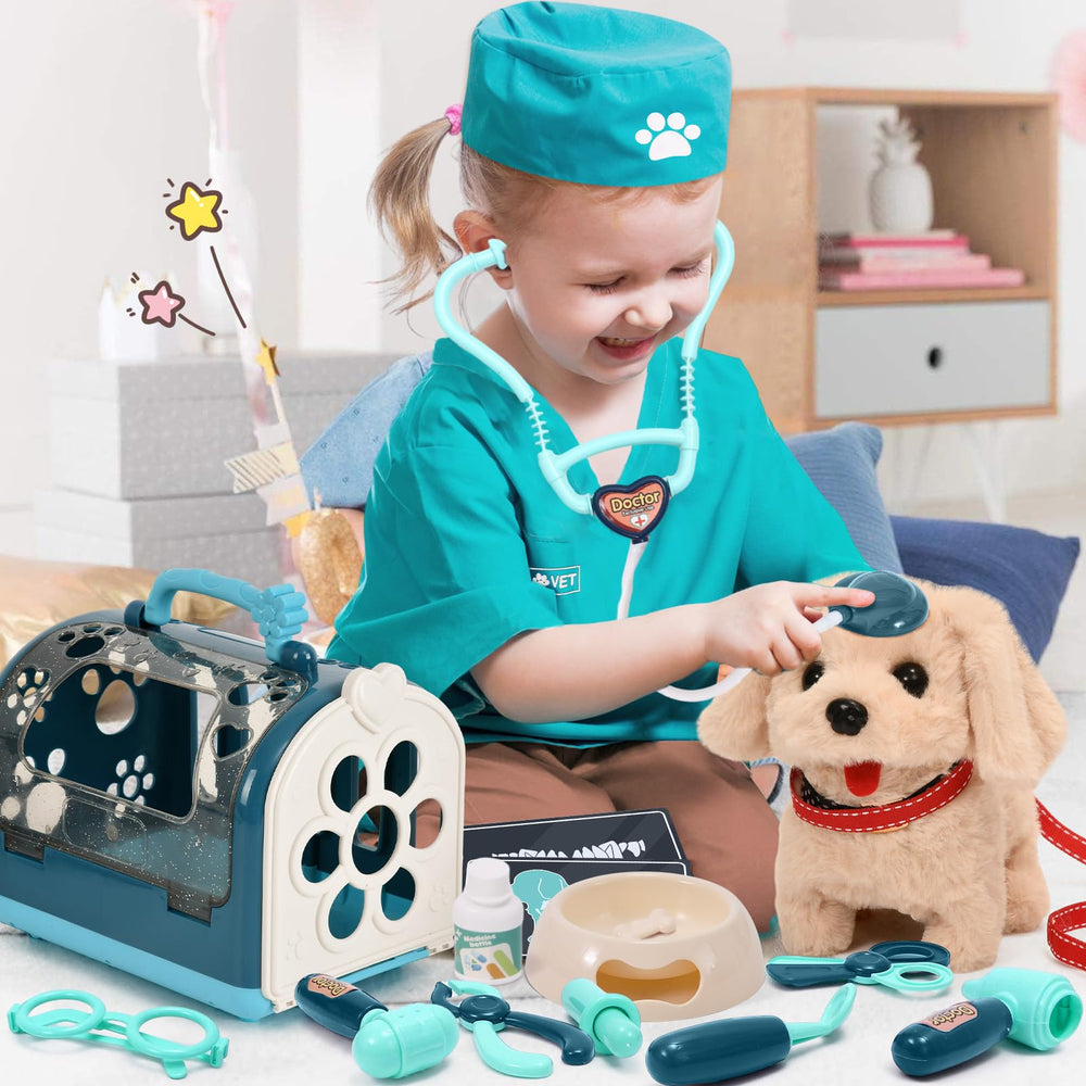 G.C vet playset includes essential tools for creative medical role play scenarios.