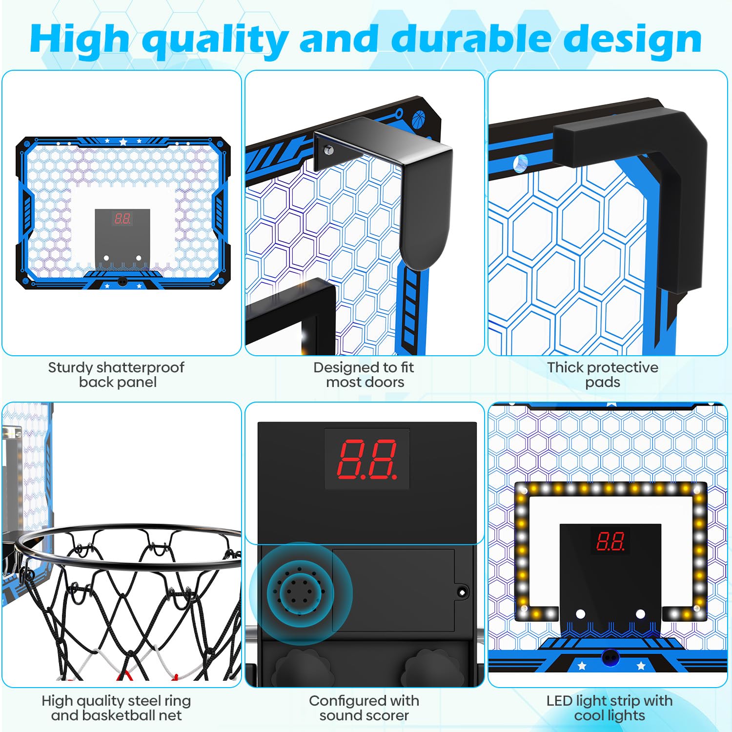 Easy over-door installation fits most rooms without tools