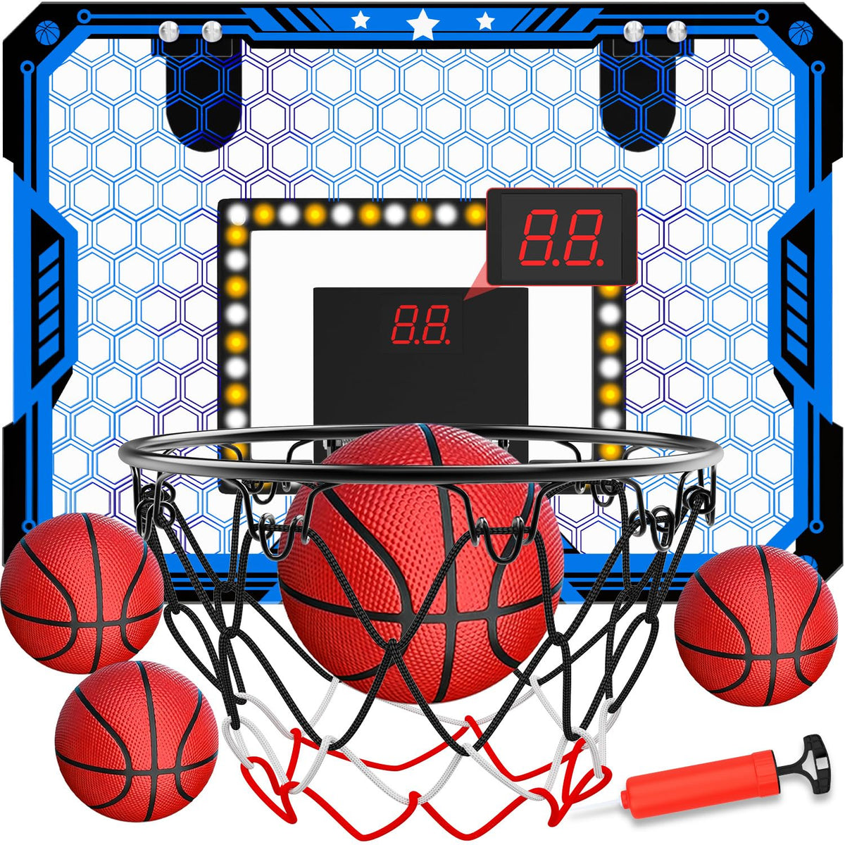 Gcobup indoor door basketball hoop with LED scoreboard for active play