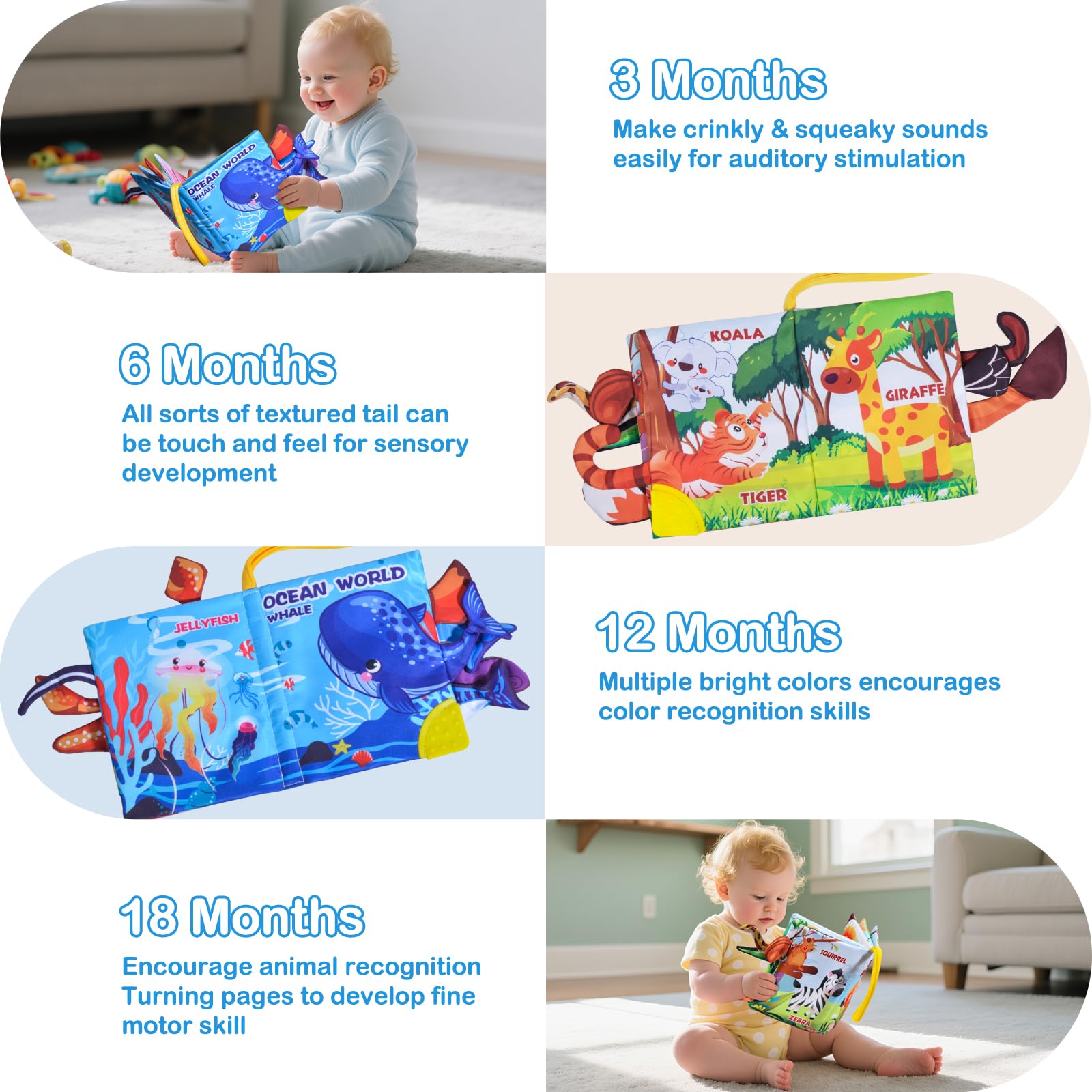 GCTZZ Baby Books squeaky sounds enhance auditory awareness during play