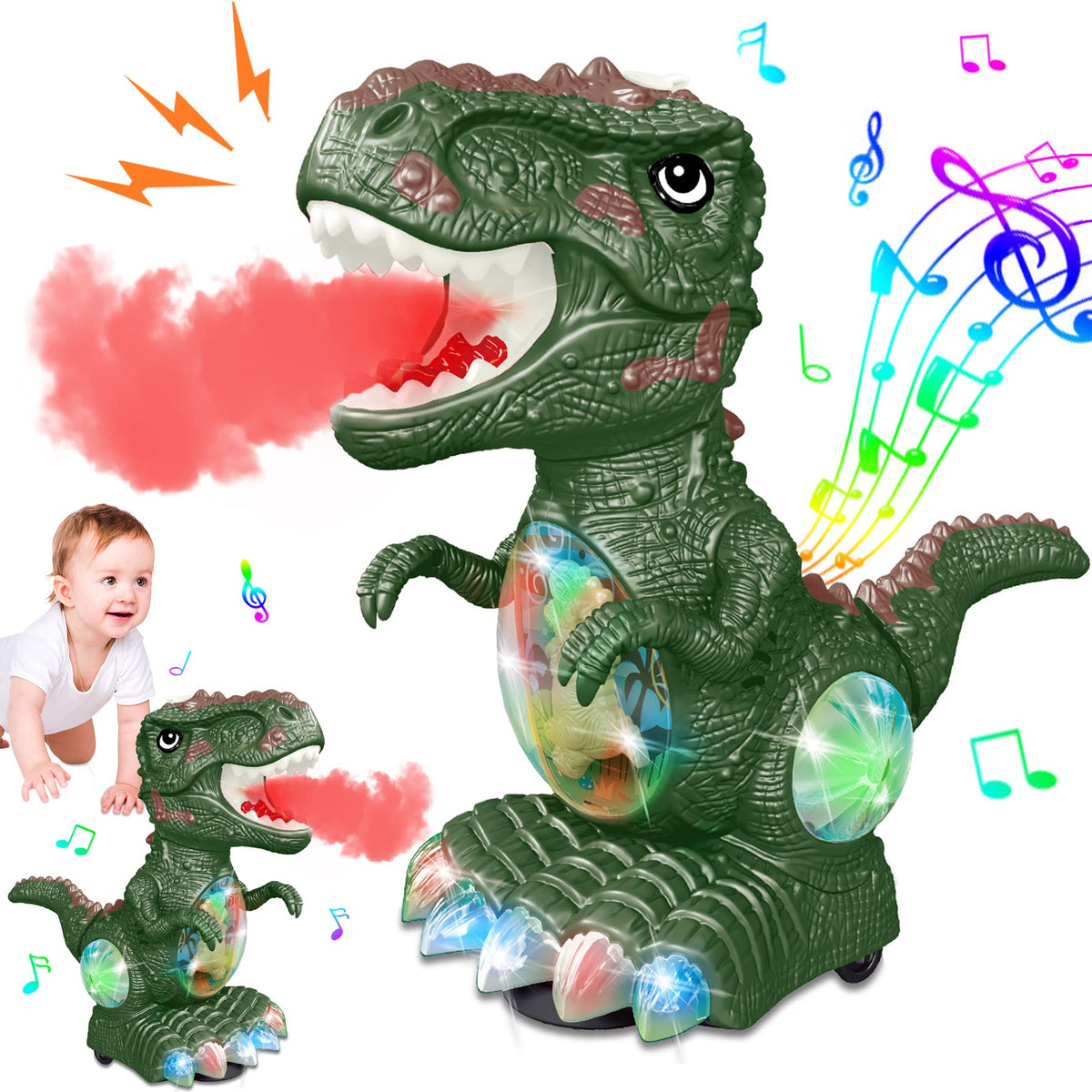GDBAQAN dinosaur toy with a single wheel for easy toddler mobility