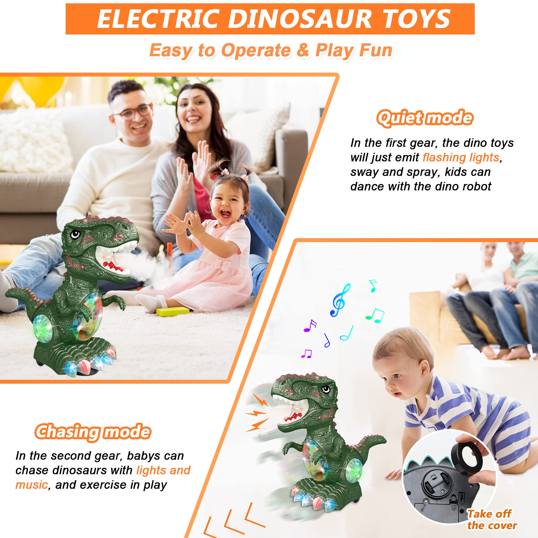GDBAQAN dinosaur toy with LED lights and roar for engaging playtime