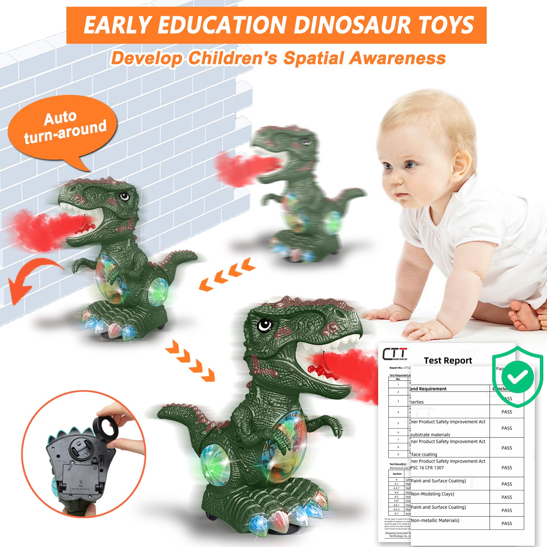 GDBAQAN dinosaur toy spray mist function for imaginative science play