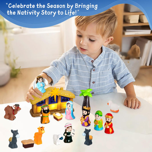 Mary and Joseph figures from the GDGZT set for safe, child-friendly play.