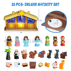 GDGZT nativity set with soft lighting creates warm seasonal ambiance