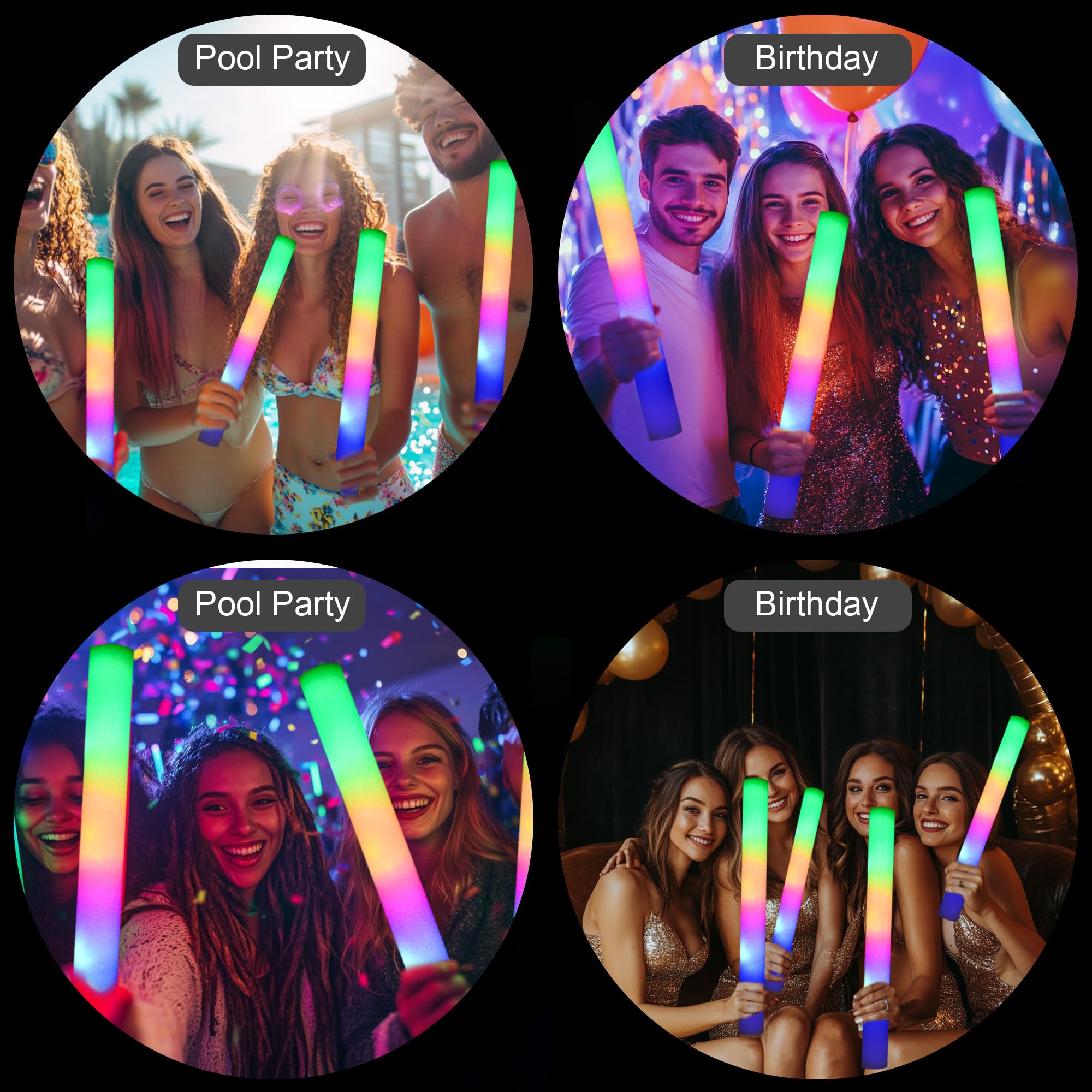 GDHZWTMY glow sticks come with pre-installed, replaceable batteries.