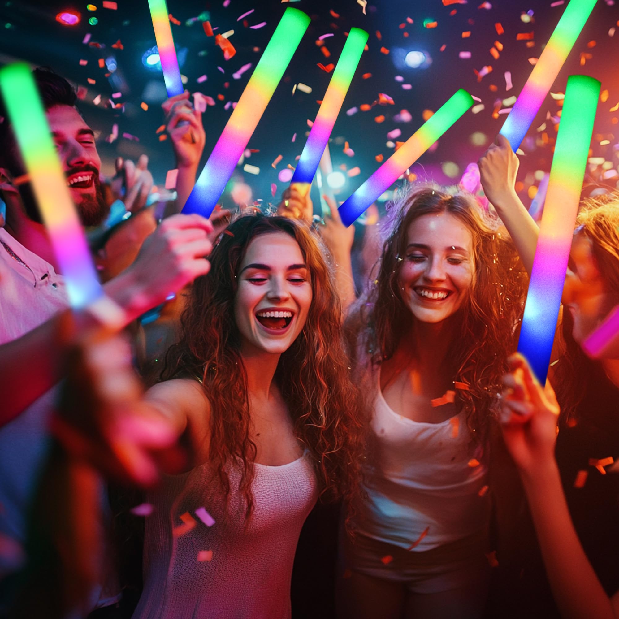 GDHZWTMY LED glow sticks show three flashing modes for dynamic events.