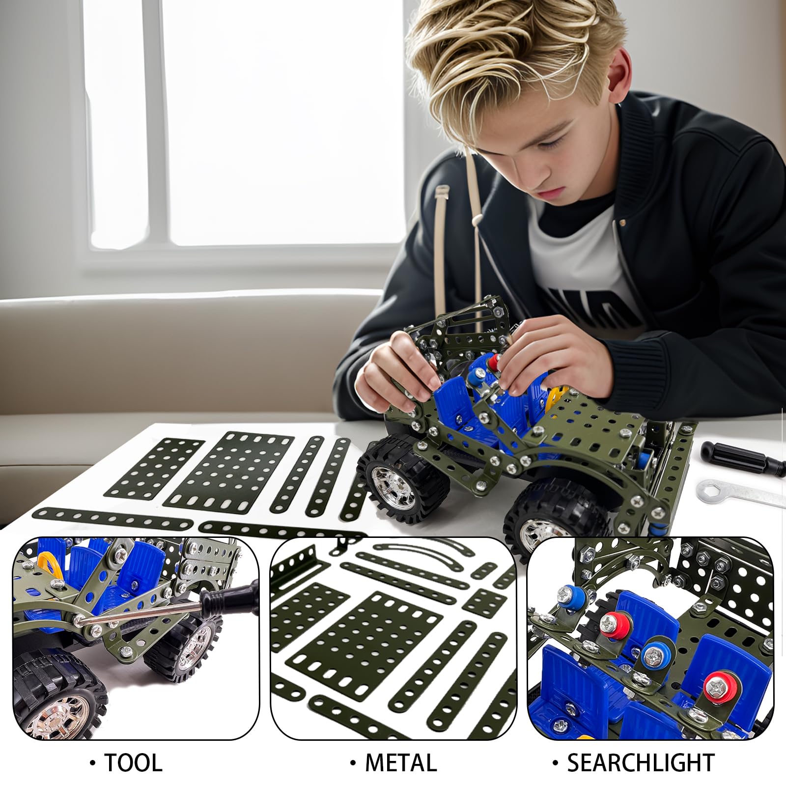 Geangvn open-top jeep detail, realistic look boosts imaginative play.