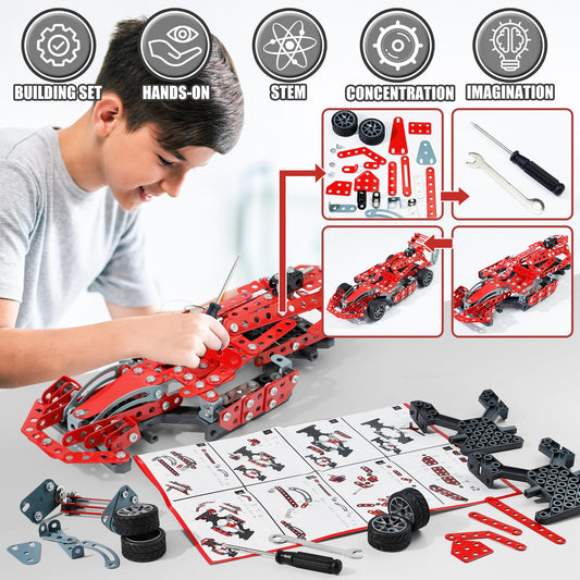 Geangvn red metal body with racing-inspired details for display and inspiration