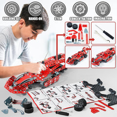 Geangvn red metal body with racing-inspired details for display and inspiration