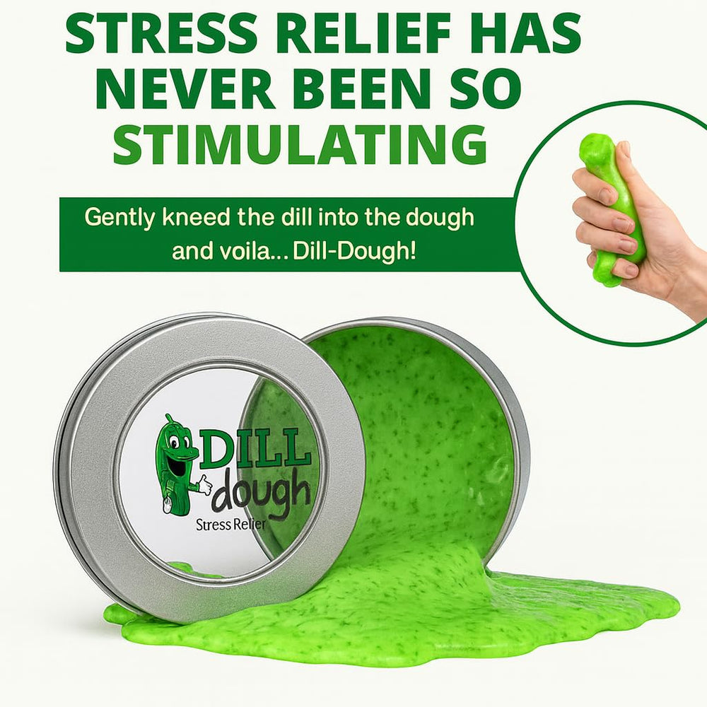 Gears Out Dill Dough Stress Putty gag gift scene conveys playful gift idea