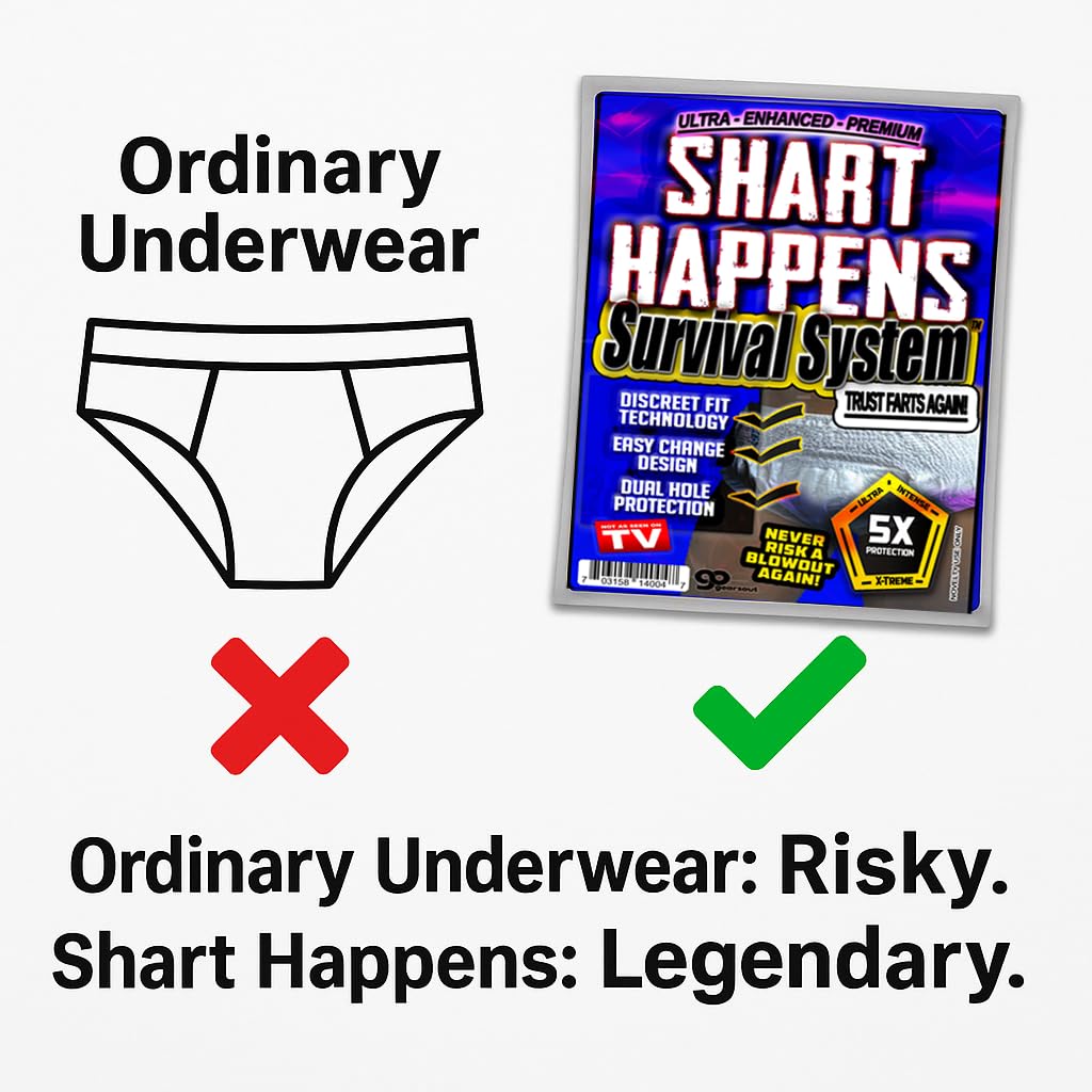 Gears Out Shart Happens discrete-fit design allows wearers to laugh with confidence.