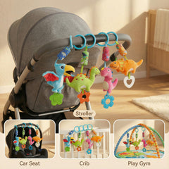 Gebra dinosaur hanging rattle clip for stroller bar to boost sensory play