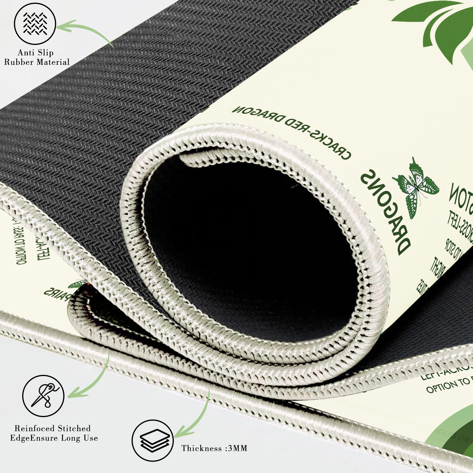Anti slip backing reduces tile noise and keeps the mat stable.