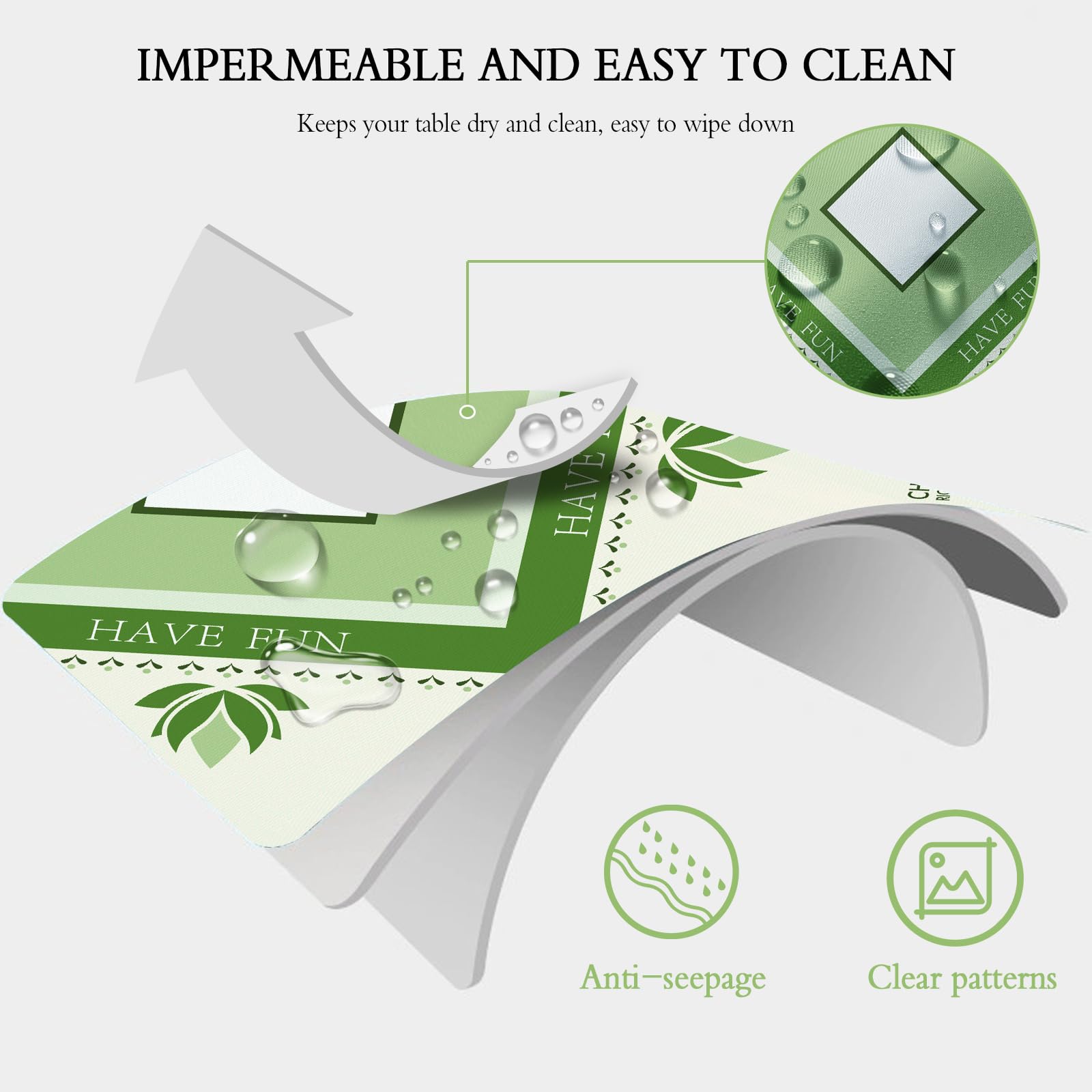 Waterproof surface helps keep tables clean during spills and shifts.