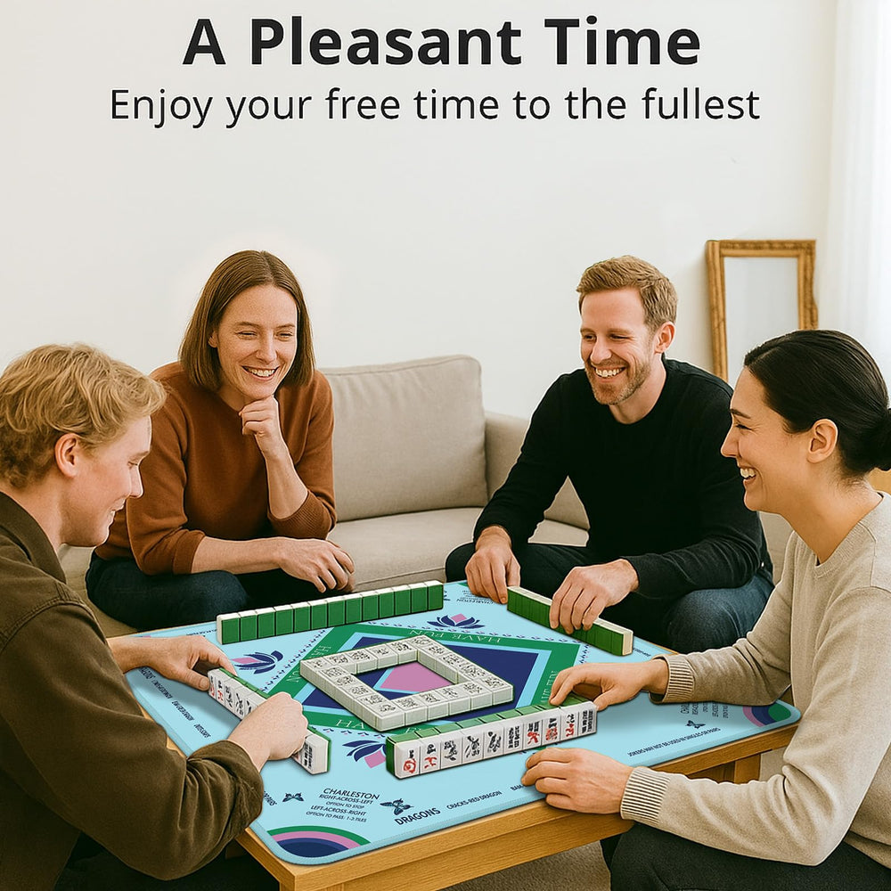 Gedgan turquoise mahjong mat uses durable natural rubber for long-lasting protection.
