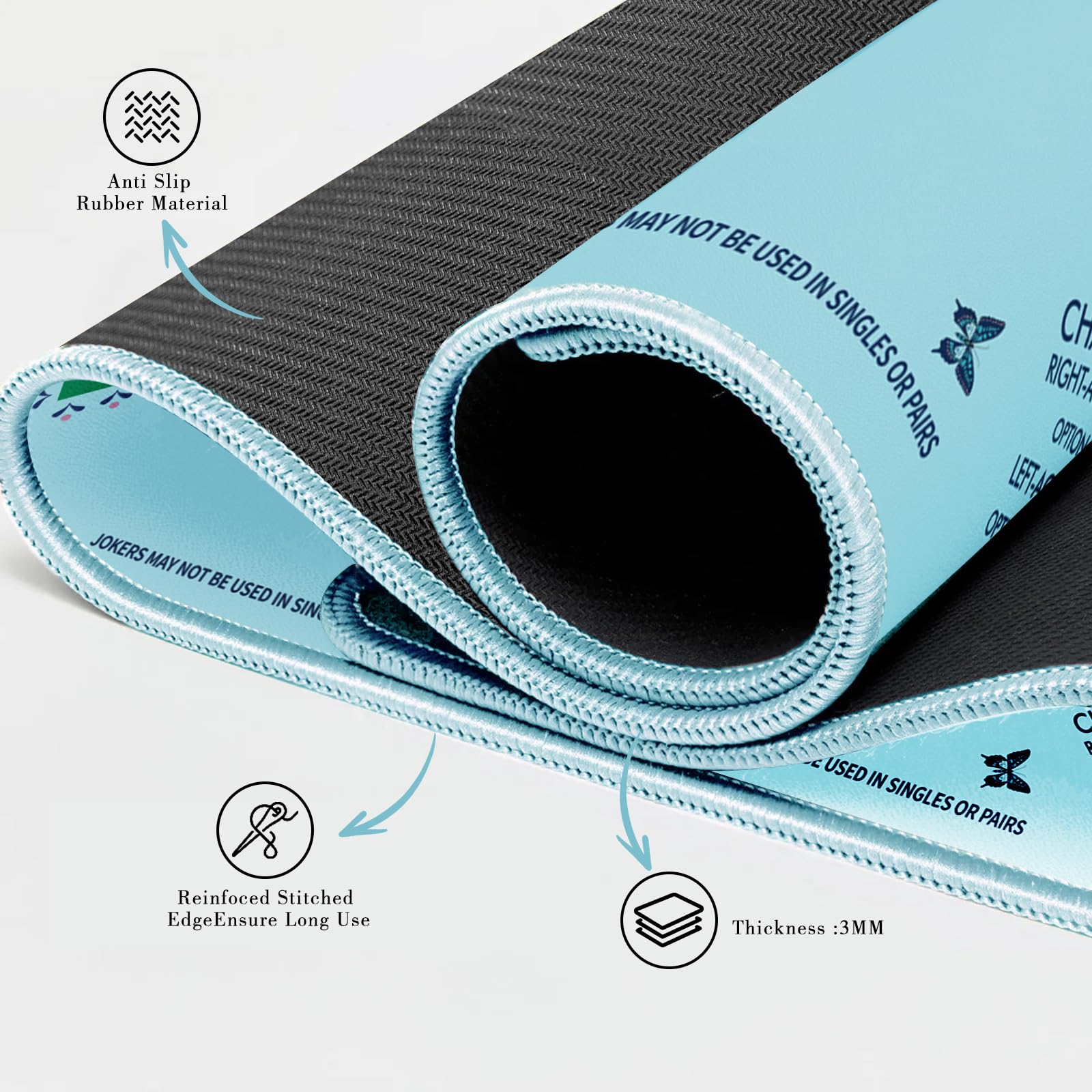 Gedgan turquoise mahjong mat offers a spacious play area for mahjong and other table games.