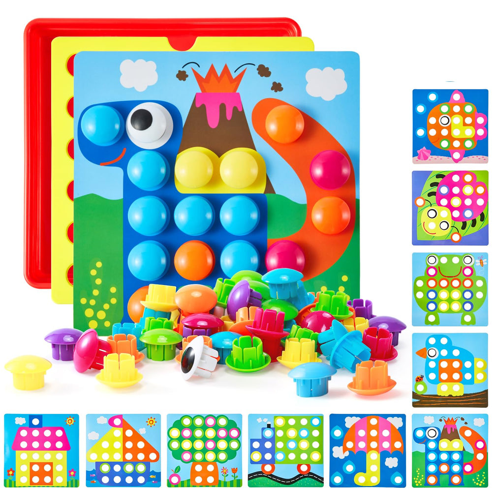 Geekper 68PCS button art board encourages color matching and pattern recognition.