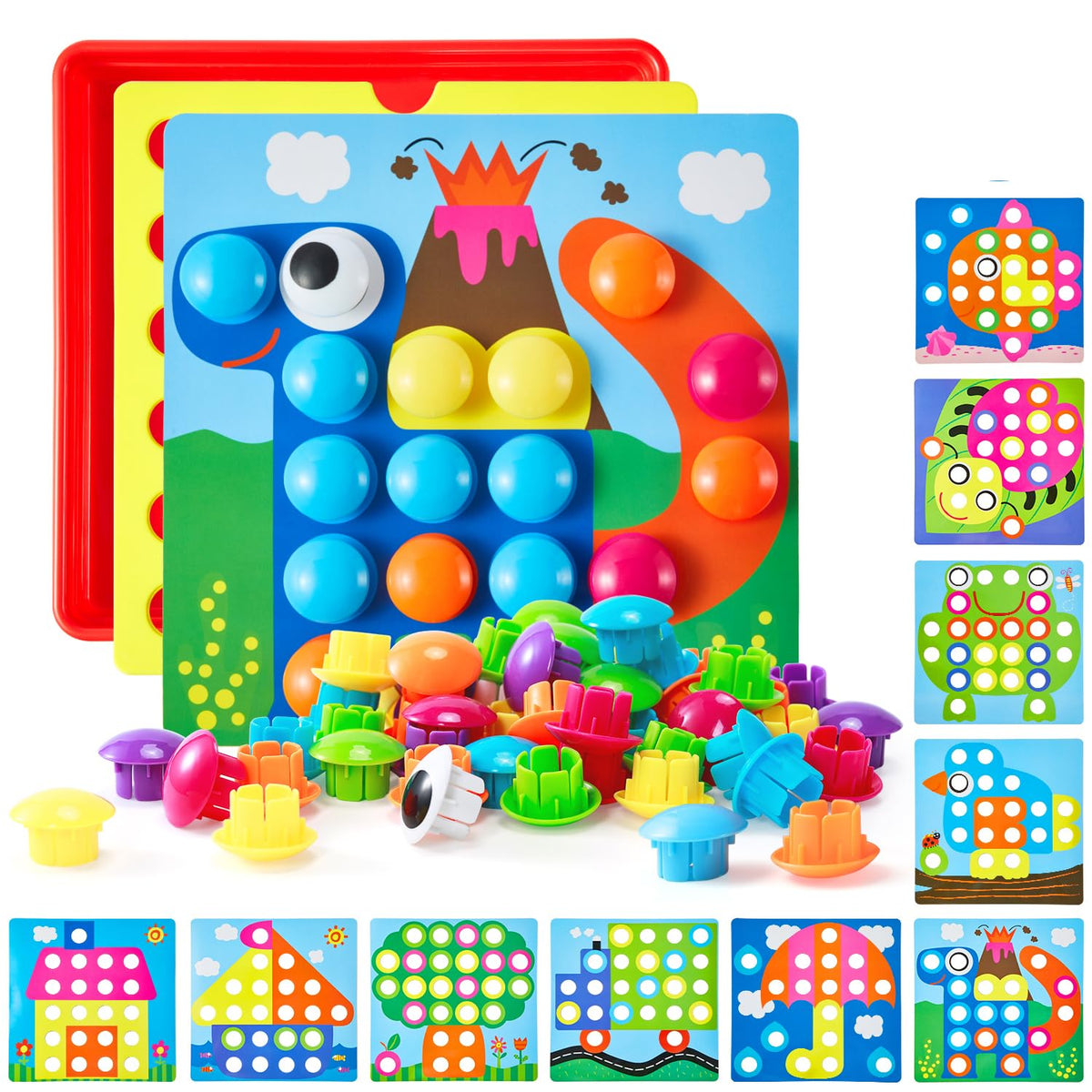 Geekper 68PCS button art board encourages color matching and pattern recognition.