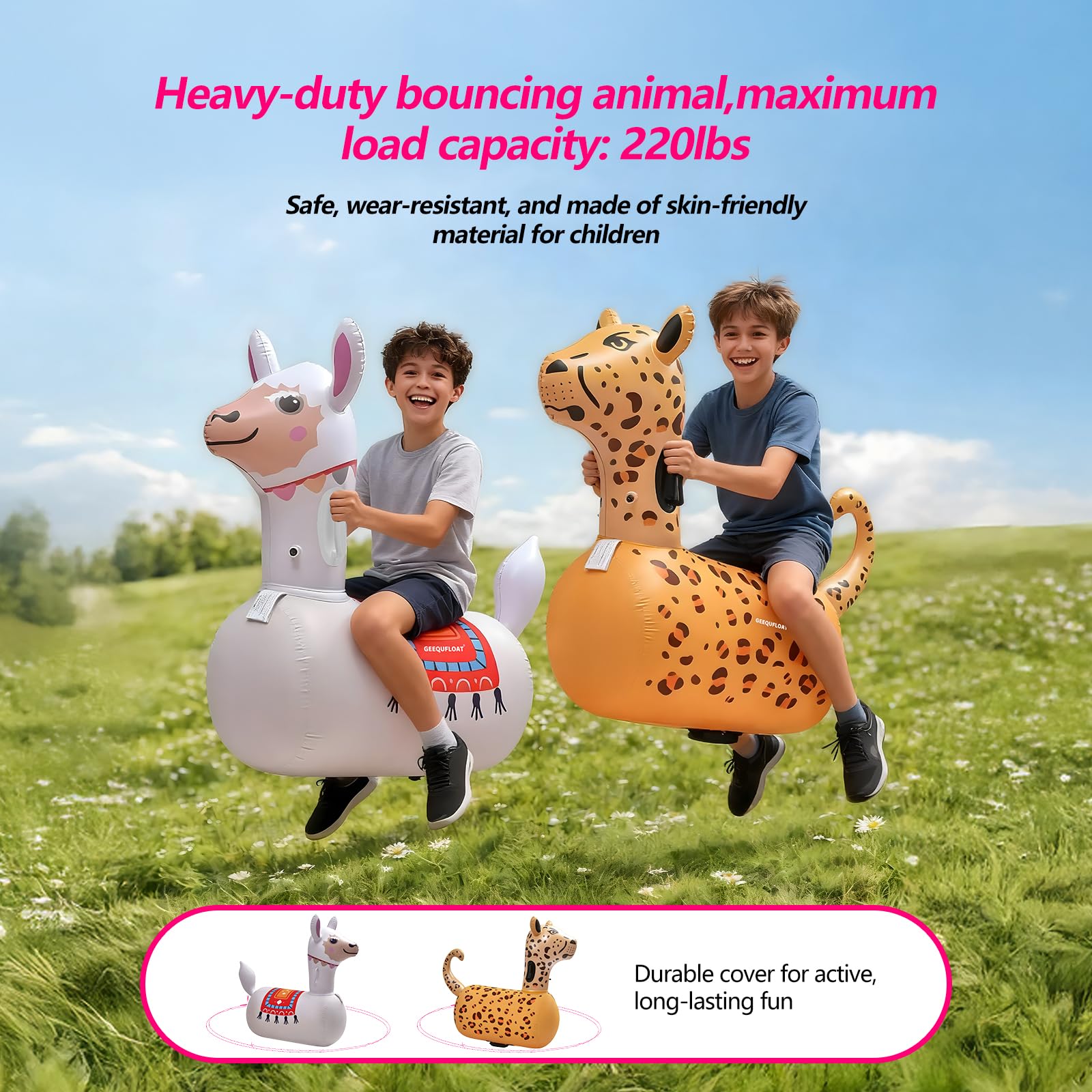 GEEQUFLOAT double-bounce design supports shared playtime