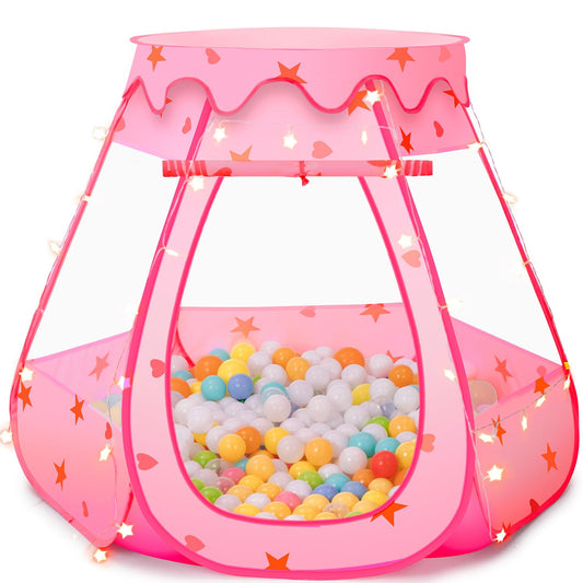 GeerWest baby ball pit pink tent with soft fabric for safe imaginative play