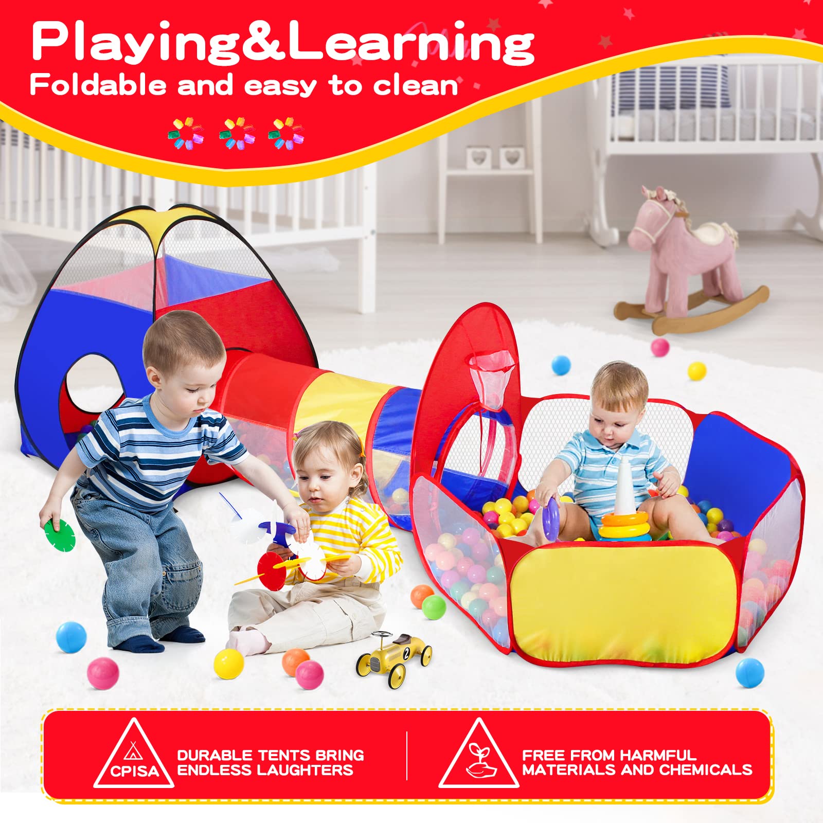 GeerWest ball pit basket hoop encourages active play and imaginative games.