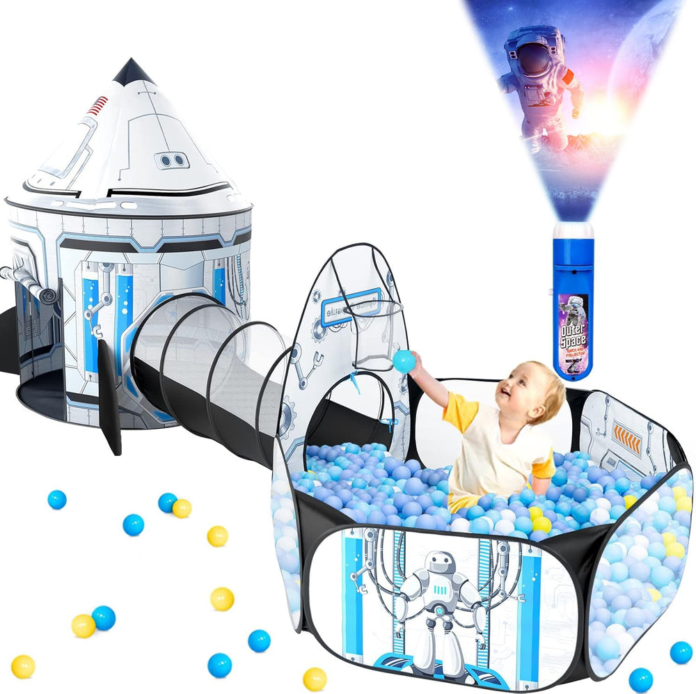 GeerWest rocket ship ball pit tent with projection flashlight enhances imaginative indoor play