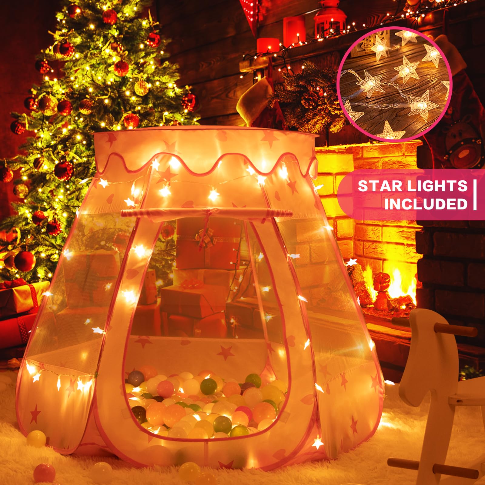 GeerWest pop-up princess play tent unfolds for easy setup