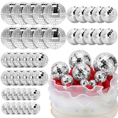 Geetery disco ball topper 1-18 inch close-up reflecting light for vibrant cake decor.