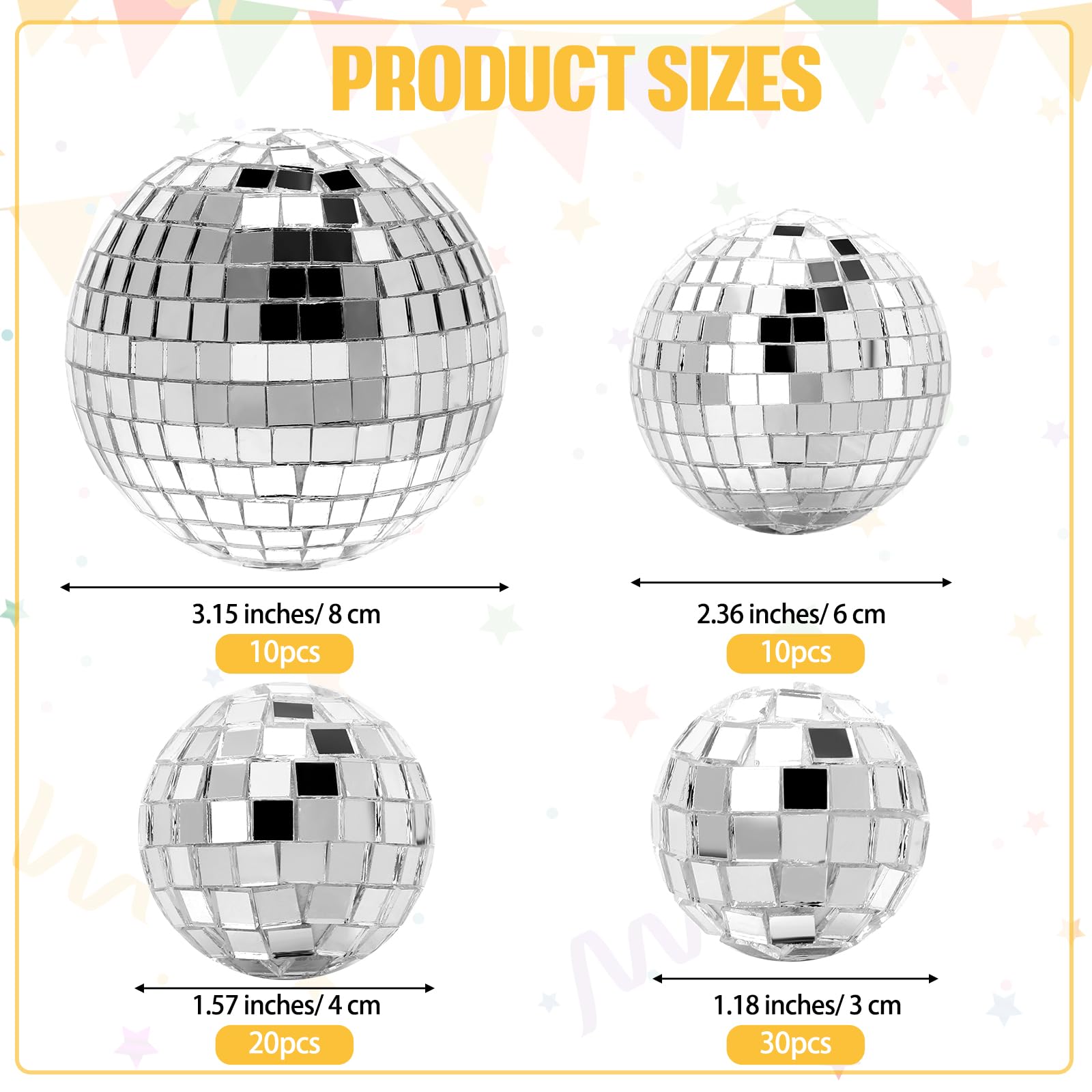 Geetery disco ball topper 1-57inch captures glittery vibes for desserts and party tables.