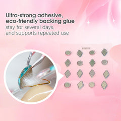 Geili Great 3D gem stick-on earrings applied to the ear provide instant shimmer.