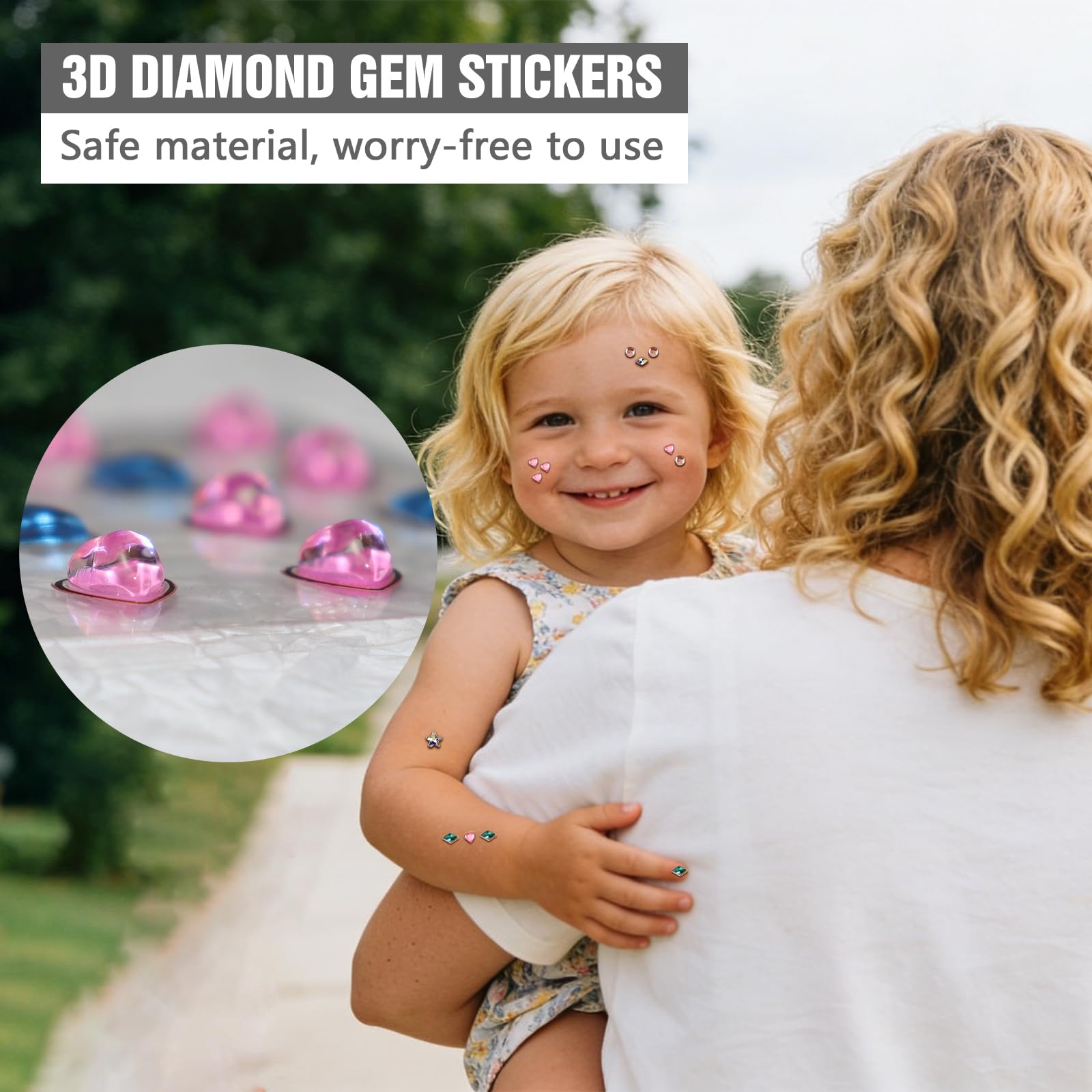 Geili Great body and face jewels with glittering stones enable creative decoration.