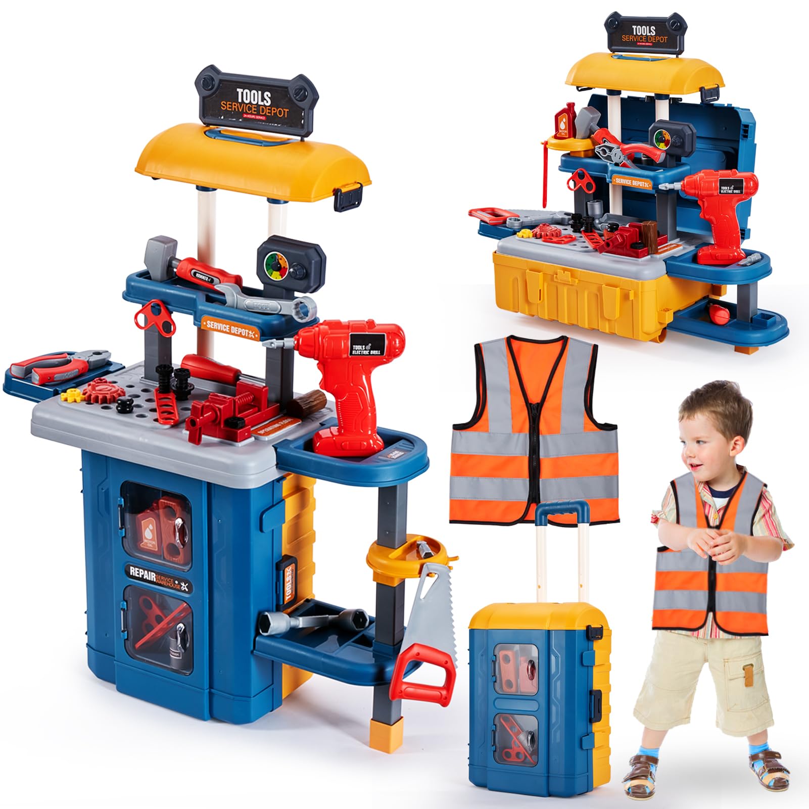 GEIYATOI kids tool bench with tools for imaginative play and fine motor skills development