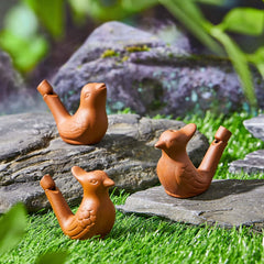 Gejoy bird water whistles in bright porcelain, ideal festive décor and play.
