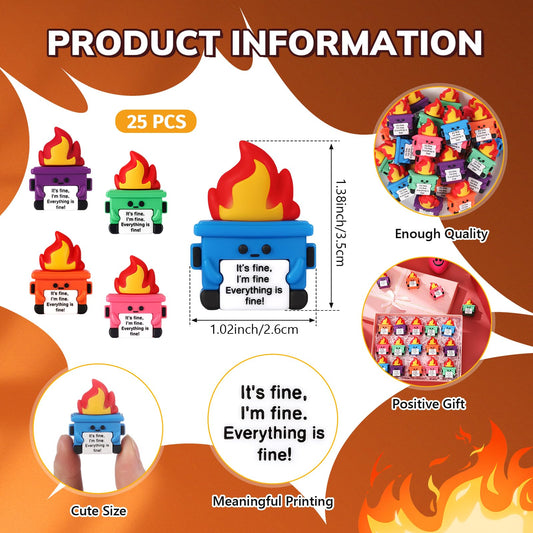 Gejoy dumpster with fire design, a playful cue for team encouragement.