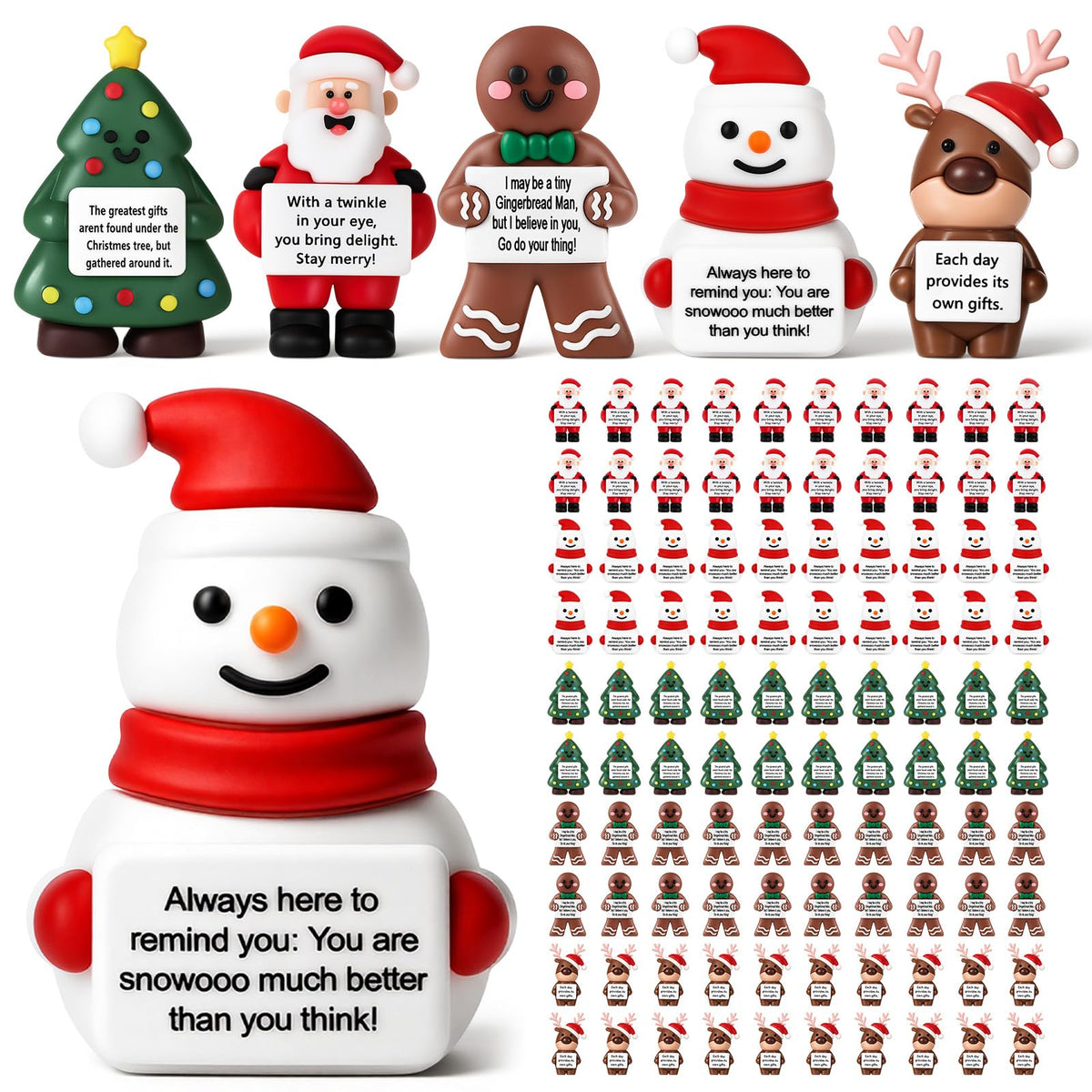 Gejoy mini Christmas tree figure with a positive slogan for desk decor