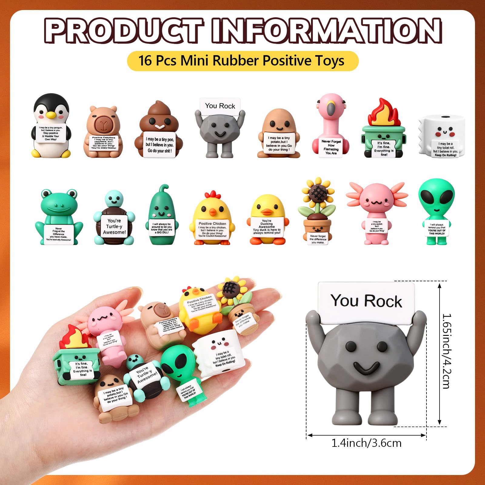 Gejoy You Rock mini figure with positive phrase for office inspiration.